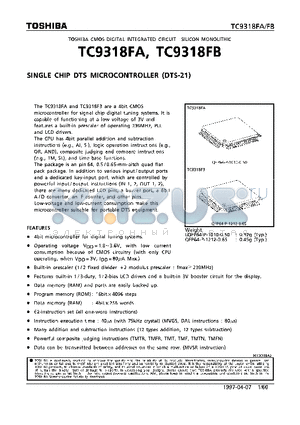 TC9318FB datasheet - SINGLE CHIP DTS MICROCONTROLLER