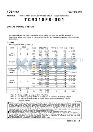 TC9318FB-001 datasheet - DIGITAL TUNING SYSTEM