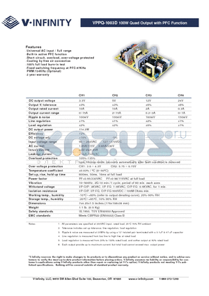 VPPQ-1003D datasheet - 100W Quad Output with PFC Function