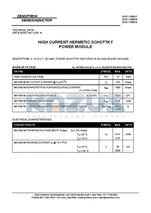 SHD114668N datasheet - HIGH CURRENT HERMETIC SCHOTTKY POWER MODULE