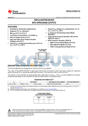 SN74LVC3G07-Q1 datasheet - TRIPLE BUFFER/DRIVER WITH OPEN-DRAIN OUTPUTS