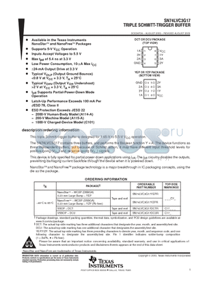 SN74LVC3G17DCUR datasheet - TRIPLE SCHMITT TRIGGER BUFFER