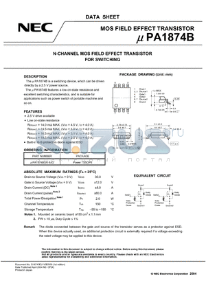 UPA1874BGR-9JG datasheet - N-CHANNEL MOS FIELD EFFECT TRANSISTOR FOR SWITCHING