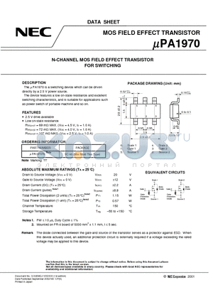 UPA1970 datasheet - N-CHANNEL MOS FIELD EFFECT TRANSISTOR FOR SWITCHING