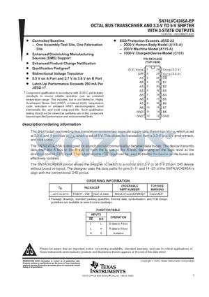 SN74LVC4245AIPWREP datasheet - OCTAL BUS TRANSCEIVER AND 3.3-V TO 5-V SHIFTER WITH 3-STATE OUTPUTS