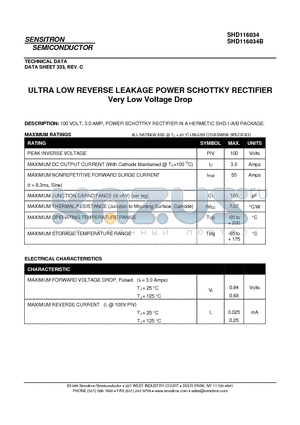 SHD116034_08 datasheet - ULTRA LOW REVERSE LEAKAGE POWER SCHOTTKY RECTIFIER Very Low Voltage Drop