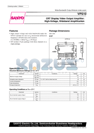 VPS10 datasheet - CRT Display Video Output Amplifier: High-Voltage, Wideband Amplification