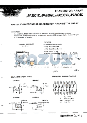 UPA2003C datasheet - NPN SILICON EPITAXIAL DARLINGTON TRANSISTOR ARRAY