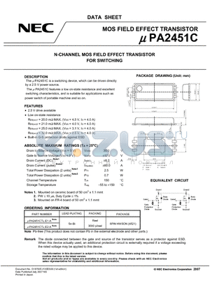 UPA2451CTL-E2-A datasheet - MOS FIELD EFFECT TRANSISTOR