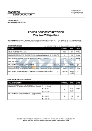 SHD116211B datasheet - POWER SCHOTTKY RECTIFIER Very Low Voltage Drop