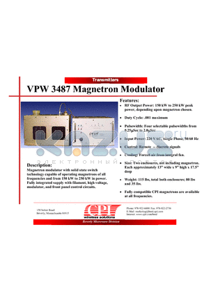 VPW3487 datasheet - Magnetron Modulator