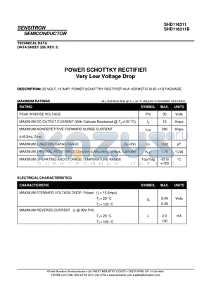 SHD116211_08 datasheet - POWER SCHOTTKY RECTIFIER Very Low Voltage Drop