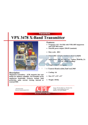 VPX3478 datasheet - X-Band Transmitter