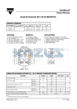 VQ1001P datasheet - Quad N-Channel 30-V (D-S) MOSFETs