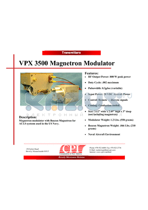 VPX_3500 datasheet - Magnetron Modulator