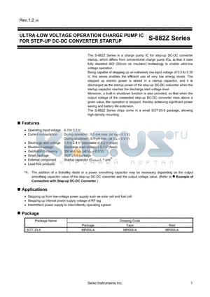 S-882Z24-M5T1G datasheet - ULTRA-LOW VOLTAGE OPERATION CHARGE PUMP IC FOR STEP-UP DC-DC CONVERTER STARTUP