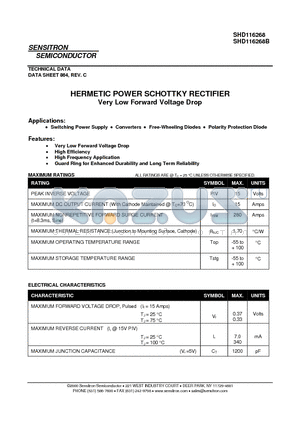 SHD116268_08 datasheet - HERMETIC POWER SCHOTTKY RECTIFIER Very Low Forward Voltage Drop