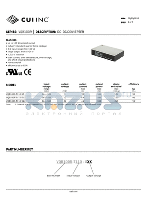 VQB100R-T110-S24 datasheet - DC-DC CONVERTER