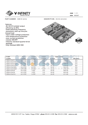 VQB125 datasheet - DC/DC converter