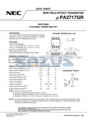 UPA2717GR datasheet - SWITCHING P-CHANNEL POWER MOSFET