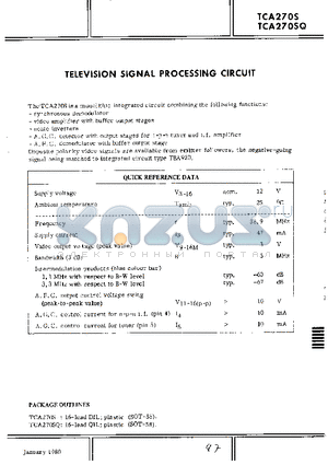 TCA270S datasheet - TELEVISION SIGNAL PROCESSING CIRCUIT