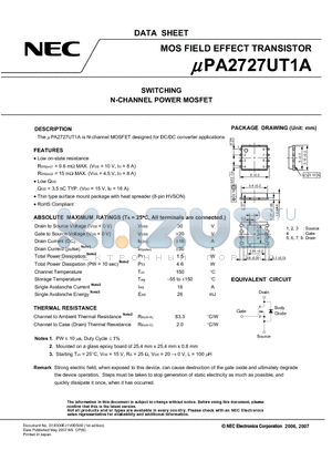 UPA2727UT1A-E1-AY datasheet - MOS FIELD EFFECT TRANSISTOR