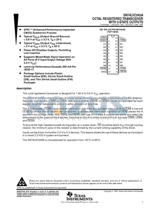 SN74LVC543A datasheet - OCTAL REGISTERED TRANSCEIVER WITH 3-STATE OUTPUTS