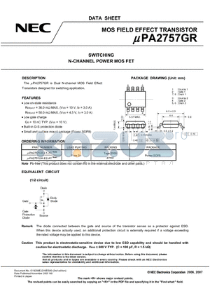 UPA2757GR-E1-AT datasheet - MOS FIELD EFFECT TRANSISTOR SWITCHING N-CHANNEL POWER MOS FET