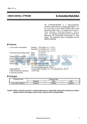 S-93A46AD0A-J8T2GB datasheet - CMOS SERIAL E2PROM