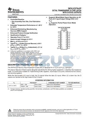 SN74LVC573A-EP datasheet - OCTAL TRANSPARENT D-TYPE LATCH WITH 3-STATE OUTPUTS