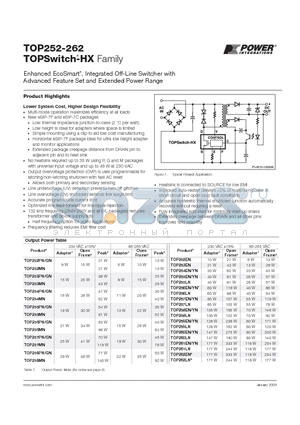 TOP253EN datasheet - Enhanced EcoSmart, Integrated Off-Line Switcher with Advanced Feature Set and Extended Power Range