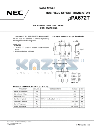 UPA672 datasheet - N-CHANNEL MOS FET ARRAY FOR SWITCHING