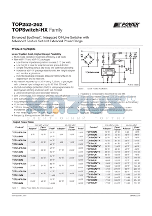 TOP253PN datasheet - Enhanced EcoSmart, Integrated Off-Line Switcher with Advanced Feature Set and Extended Power Range