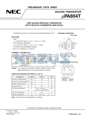 UPA804T-T1 datasheet - SILICON TRANSISTOR