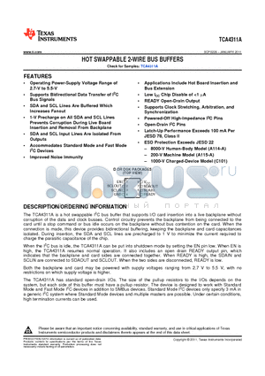 TCA4311ADGKR datasheet - HOT SWAPPABLE 2-WIRE BUS BUFFERS