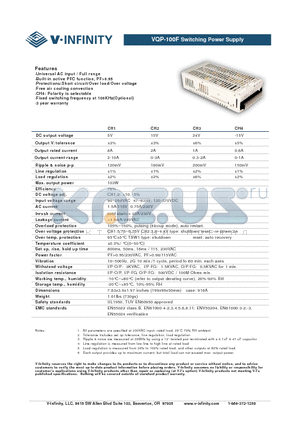 VQP-100F datasheet - Switching Power Supply