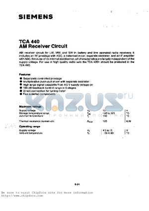 TCA440 datasheet - AM Receiver Circuit