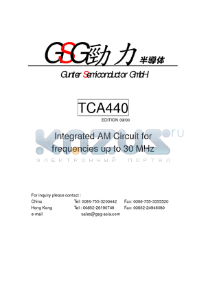 TCA440 datasheet - AM - Receiver Circuit