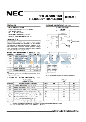 UPA809T_99 datasheet - NPN SILICON HIGH FREQUENCY TRANSISTOR