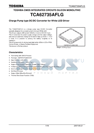 TCA62735AFLG datasheet - Charge Pump type DC/DC Converter for White LED Driver