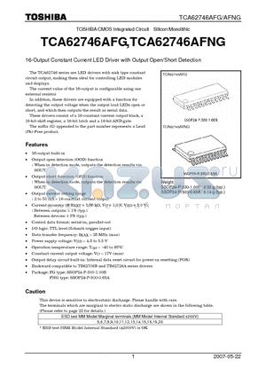 TCA62746AFG datasheet - 16-Output Constant Current LED Driver with Output Open/Short Detection