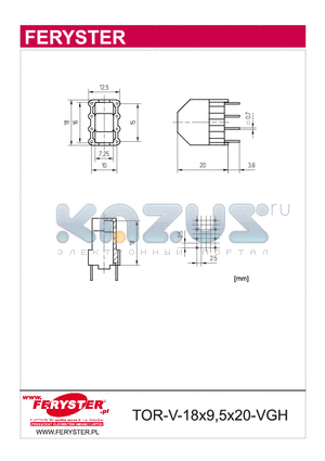 TOR-V-18-VGH datasheet - Box for toroids for SMD mounting