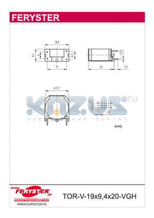 TOR-V-19-VGH datasheet - Box for toroids for SMD mounting