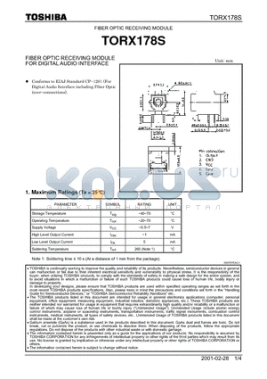 TORX178S datasheet - FIBER OPTIC RECEIVING MODULE