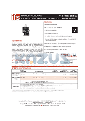 VR1130 datasheet - AM VIDEO MINI TRANSMITTER-DIRECT CAMERA MOUNT