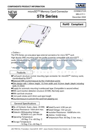 ST9S008V4A datasheet - microSDTM Memory Card Connector