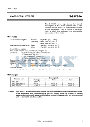 S-93C76A datasheet - CMOS SERIAL E2PROM