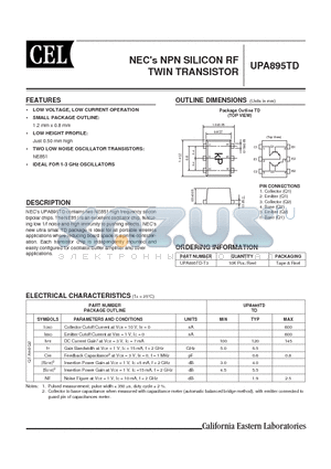 UPA895TD datasheet - NPN SILICON RF TWIN TRANSISTOR
