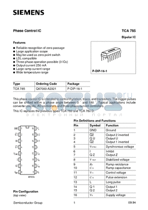 TCA785 datasheet - Phase Control IC