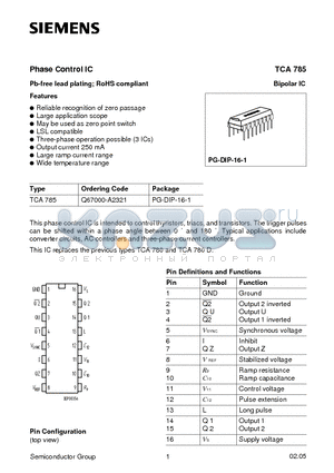 TCA785_05 datasheet - Phase Control IC